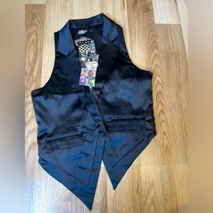 Black Silky Y2K Splash Vest